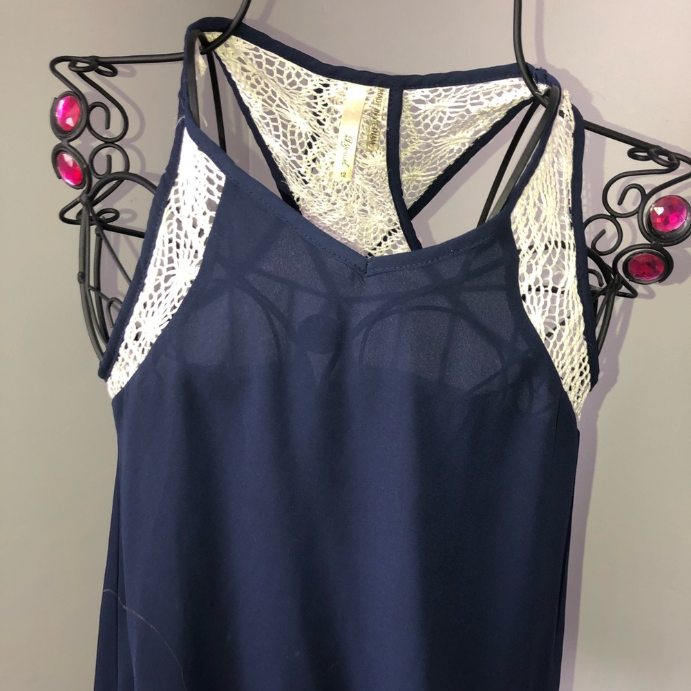 Bjewel Navy Lace Tank Top